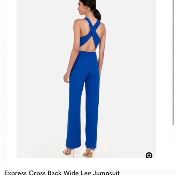 Express Royal Blue Criss Cross back Sleeveless Jumpsuit - Picture 2 of 12